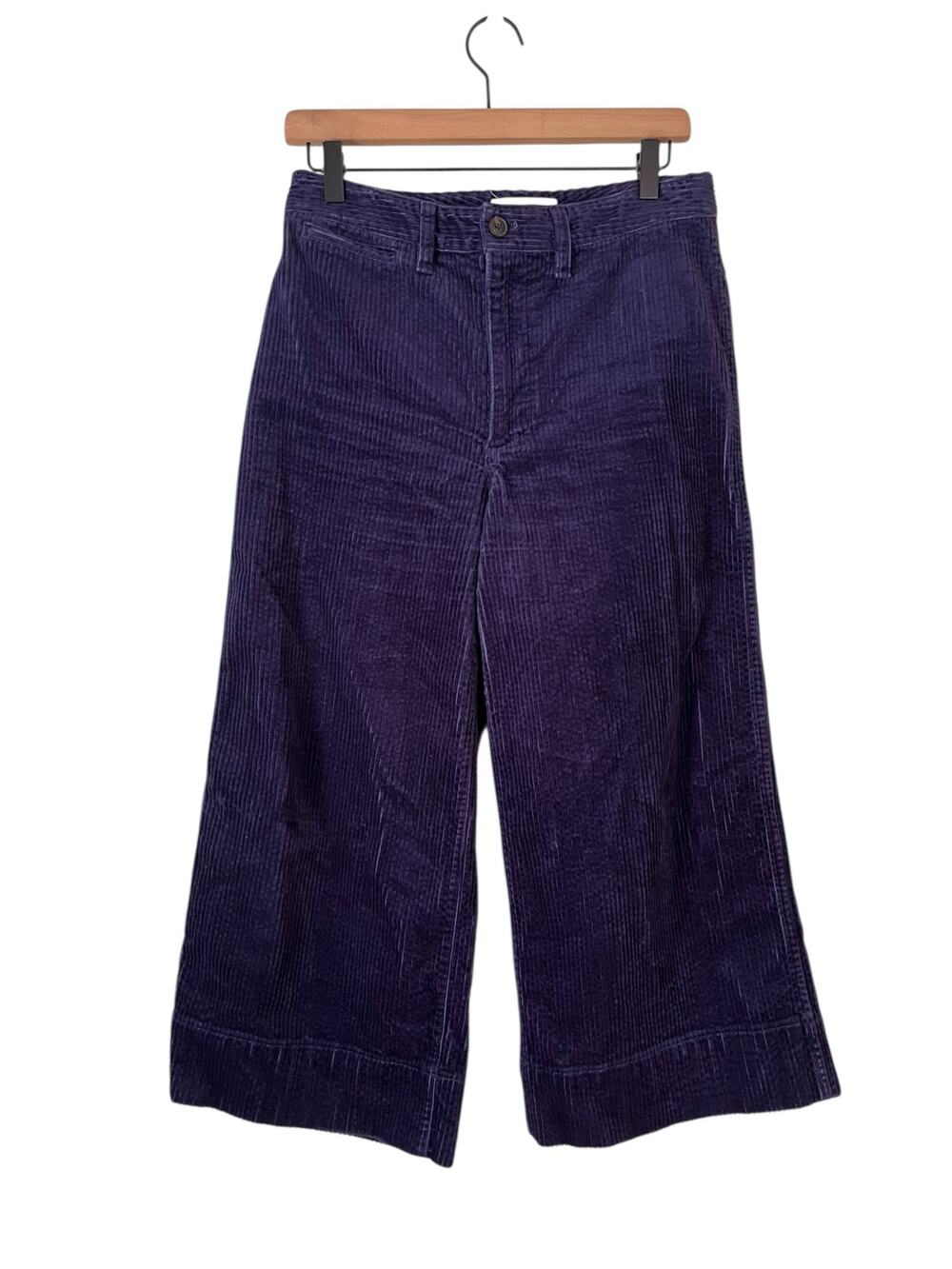 Madewell Womens Emmett Wide-Leg Crop Pants Blue Corduroy Size 28 Petite